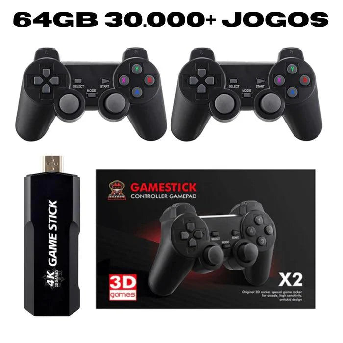 Game Stick Retro 4k - 128GB e 41mil jogos com 2 Controles - Pitchuko's