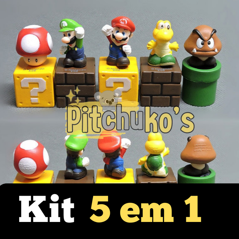 Kit de 5 Peças Decorativas do Super Mario - Action figures